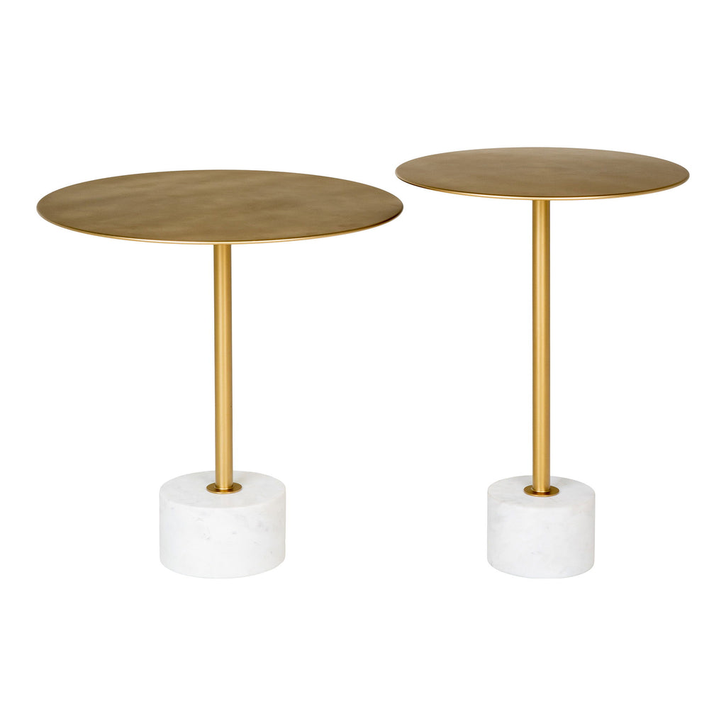 Lecco Side table - Side table in brass and marble Ø51x52 cm